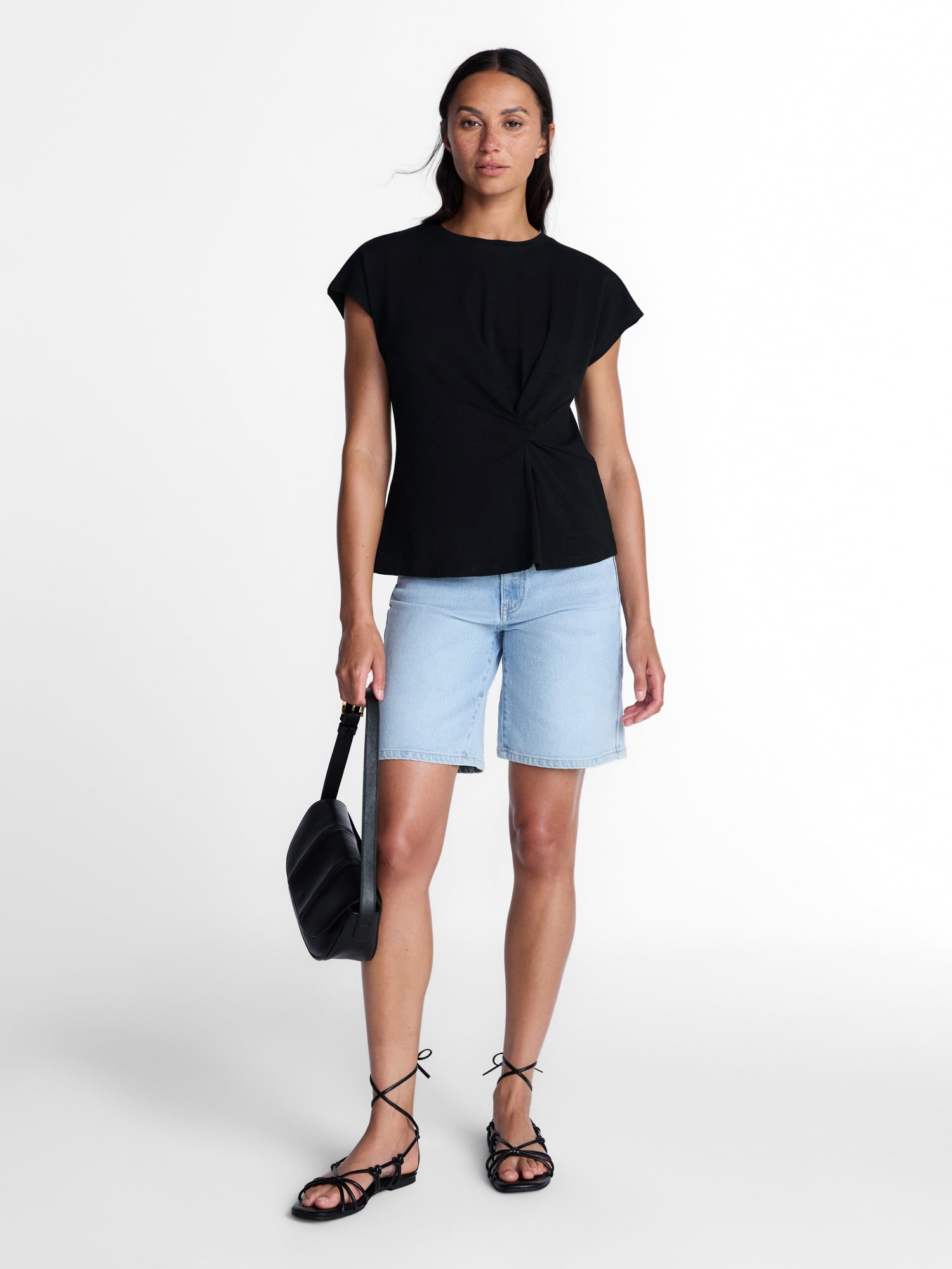 Time and Tru Women's Twist-Front Tee with Short Sleeves, Sizes XS-XXXL