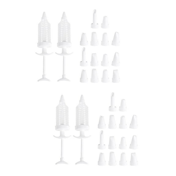 Raindrops 32 pcs /2 Sets Cake Piping Syringe Cookies Press Kit Biscuit Maker Comfort Grip Dessert Decorator Cream Decorating Supplies with Icing Tips (Random Pattern)