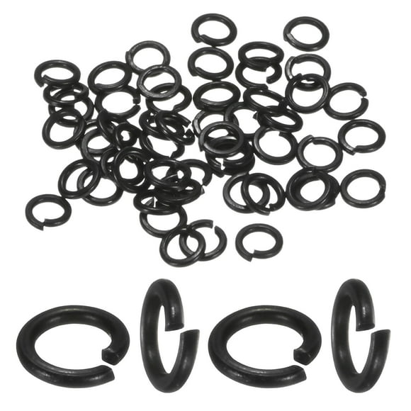 Uxcell 100-Pack Spring Lock Washer, M3 Stainless Steel Electroplating Black Coating Elastic Gasket Screw Fasteners