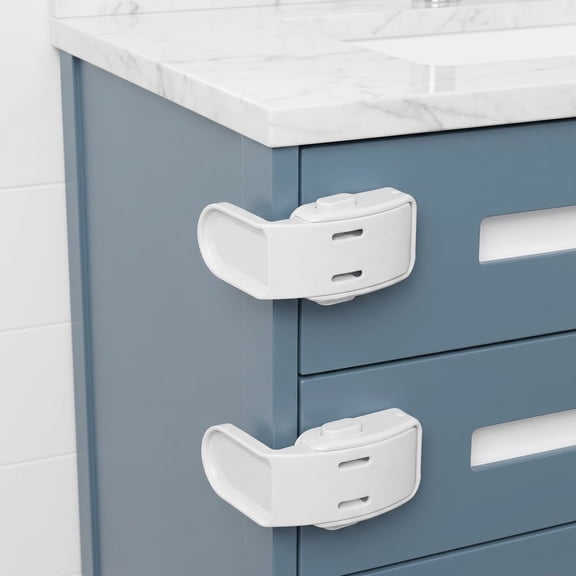 4 Pack Drawer Locks Baby Proofing,  Child Proof Cabinet Locks Baby Safety Botton Latches For Bedstand Drawers Room Side Furniture Corner Edges