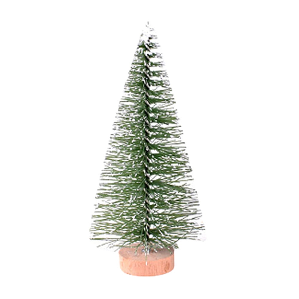 Christmas Tree Mini Red Pine Tree With Wood Base DIY Crafts Home Table Decor 