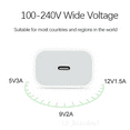 thumbnail image 4 of 20W PD USB Type-C USB Charging Adapter For Fast Charging USB Tyoe-C PowerCharger Type-C Wall Adapter, USB Type-C Charger Block, 4 of 5