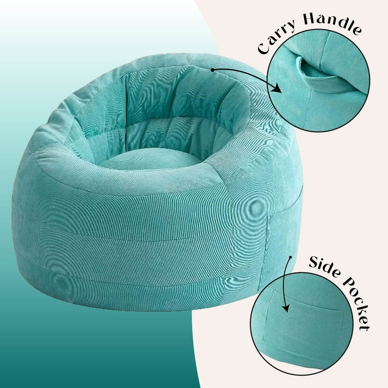 POD by Urban Shop, Soft Plush Corduroy Bean Bag Chair with Pocket
