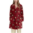 thumbnail image 6 of Rohuuque Women's Robes with Hood Thick Flannel Robe Long Hooded Bathrobe Plush Brushed Cotton Soft Cozy Sleepwear Night Dress Burgundy, 6 of 6