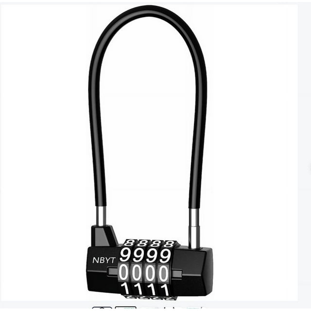 Jinsinto 4 digit combination padlock, combination padlock with extended steel cable, long shackle padlock