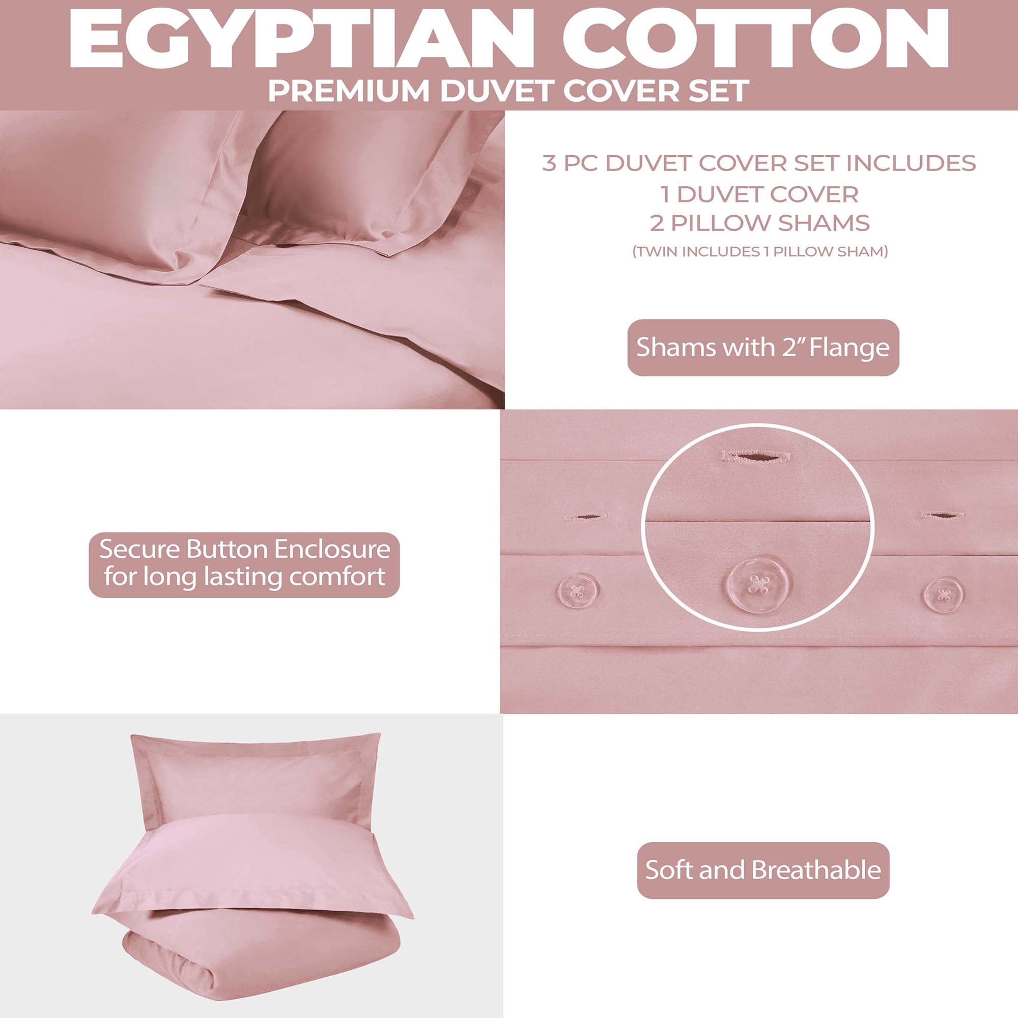 Superior Egyptian Cotton 300 Thread Count Duvet Cover Set, Twin, Lavender