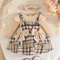 thumbnail image 2 of CAUYDY Baby Girl Matching Outfit Sets 3 6 9 12 Months Newborn Long Sleeve Romper Bodysuit Dress Headband 3PCS Toddler Fall Winter Vintage Clothing Beige Sizes 0-3 Months, 2 of 7
