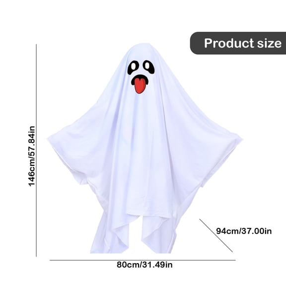 Clearance Under $5.96! 1PC Halloween Ghost Cape Costume, White Printed Cloak for Party & Cosplay, Cloth, (One Size, White)