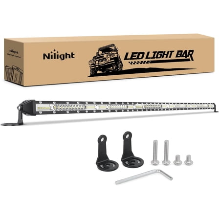 Nilight Slim LED Light Bar 50 Inch 130LED Single Row Spot Flood Combo Fog Lights Driving Work Roof Bumper Lamp Offroad Lighting for 4x4 Trucks SUV ATV UTV
