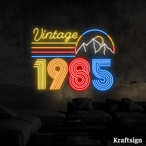 Craftnamesign 1985 Neon Sign, Vintage Style Decor, Bistro Bar Club Decor