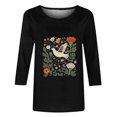 thumbnail image 4 of Fznquz Fashion Tops for Women Black 3/4 Sleeve Casual T Shirts Crew Neck Summer Summer Fall Blouses for Women Dressy Casual, 4 of 4