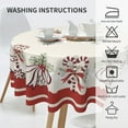 thumbnail image 2 of Christmas Round Tablecloths Candy Cane and Christmas Ribbon 60 inch Winter Xmas Table Cloths Cover Mat Washable Table Covers Red Tablecloth Home Parties Holiday Dinner Party Dining Room Table Decor, 2 of 5