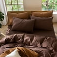 thumbnail image 2 of MooMee Pillowcases 100% Washed Cotton Linen Like Textured Envelope Closure Set of 2 (Cocoa Brown, King), 2 of 5
