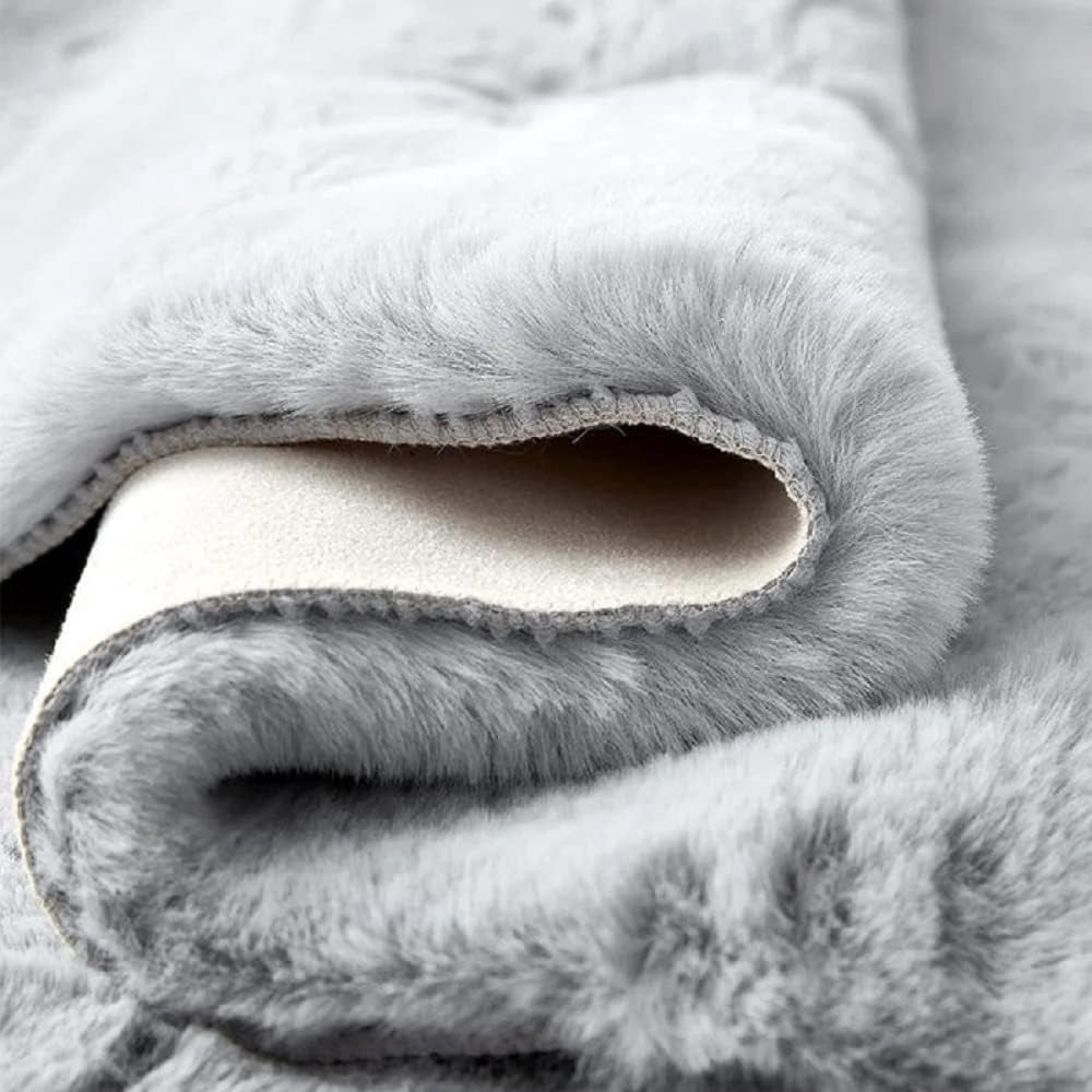 ORINOVA Light Gray Faux fuzzy fur Washable Rugs For Bedroom Shaggy Area Rugs For Living Room Grey 2x3 Nursery Rug Home Room D?cor