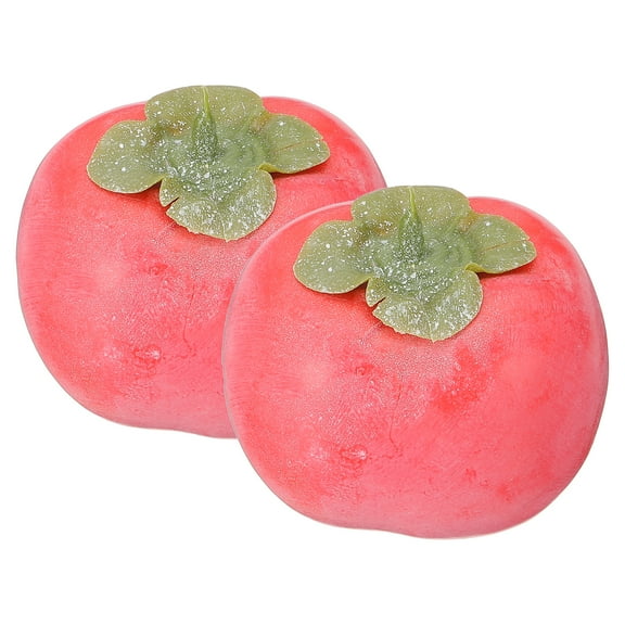 Uxcell 2 Pcs Artificial Persimmon, Foam Lifelike Fake Fruit Model Red Persimmon