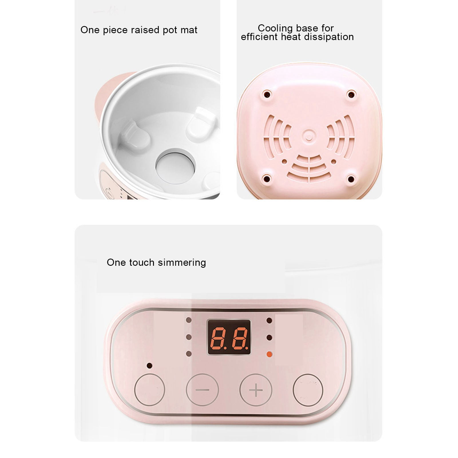 Electric Stew Pot 1L 200W Anti Dry Burn Safe Intelligent Ceramic Cooker for Porridge Rice Soup US Plug 110V