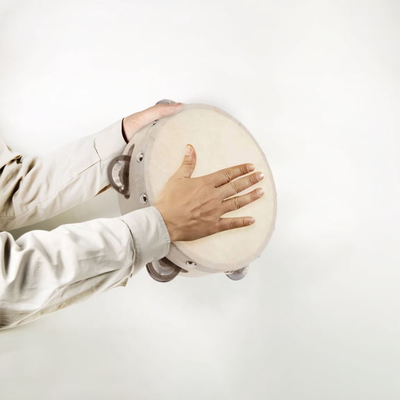 Rkxzt Hand Drum Aluminum Alloy Hand Tambourine 4 6 7 8 9 10 Inch Musical Instrument for Kids Tools/Office|Wood