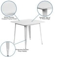 thumbnail image 2 of Table intérieure-extérieure en métal blanc carrée de 31,5 po, 2 of 9