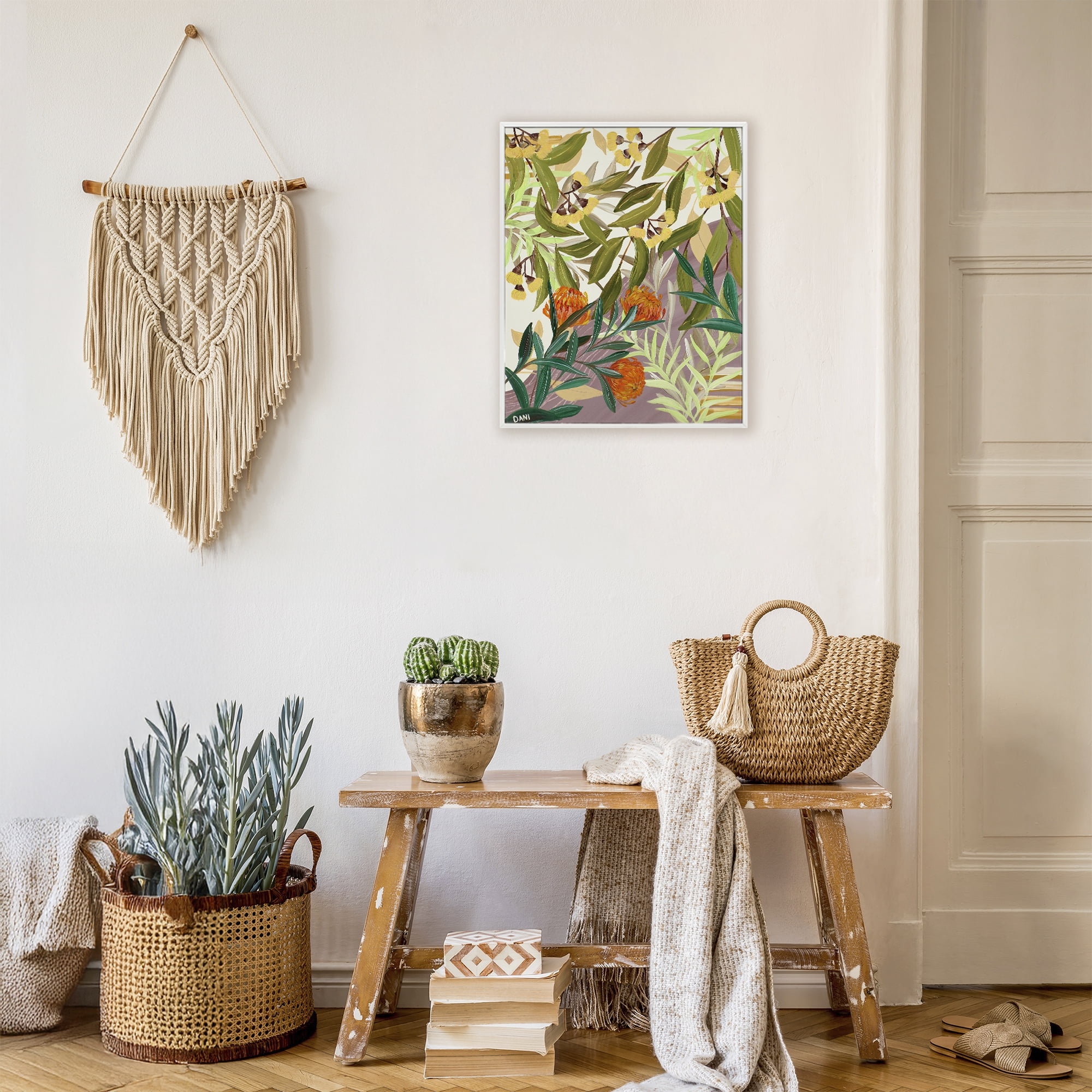 Stupell Industries Walk With Me Florals White Framed Giclee Art, design by Dani Heyward
