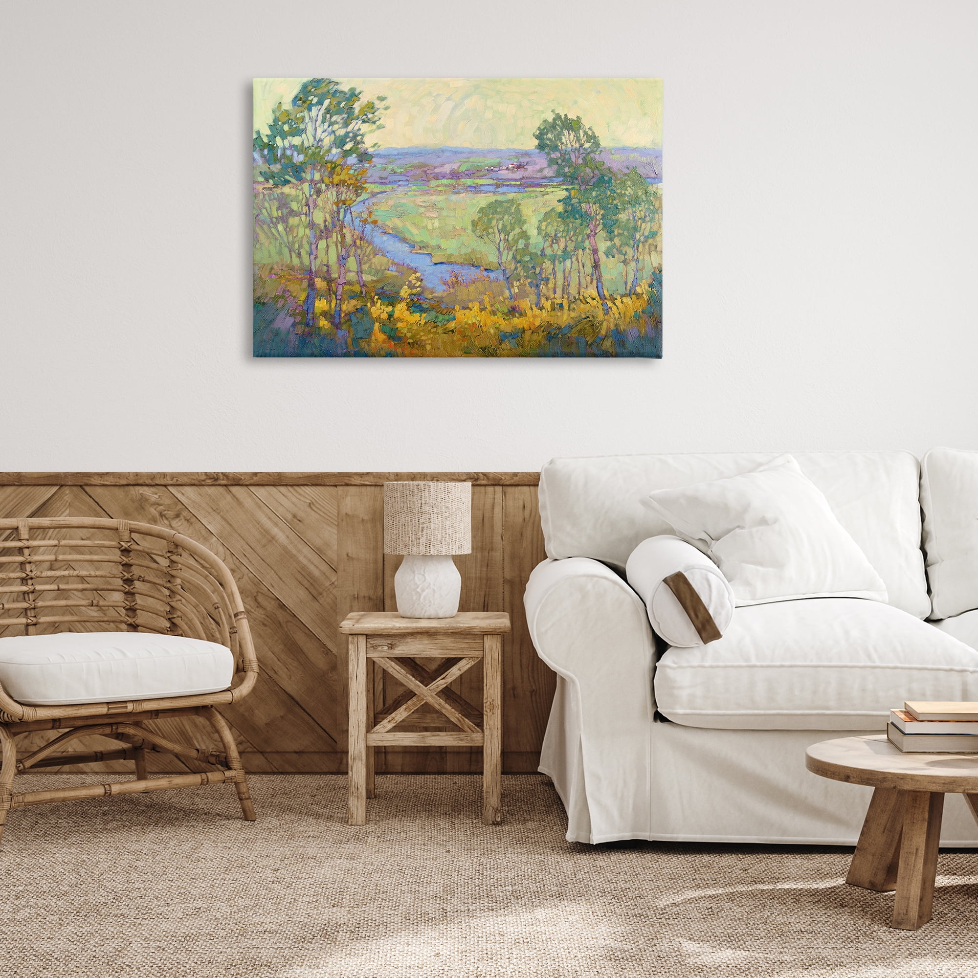 Stupell Industries Abstract Winding Stream Landscape & Nature Painting Wrapped Canvas Art Print Wall Art, 36 x 24