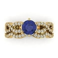 thumbnail image 2 of Clara Pucci 18K Yellow Gold Round Cut 1Ct Simulated Tanzanite Engagement Ring + Matching Band - Luxury Box Included, 2 of 7