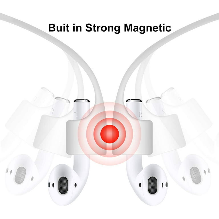 2 Pack Magnetic Connector 1 Strap Cord with for Neck Adsorption Magnetic Strap for Silicone Airpods Around Strap Strong (Black+White) Anti-Lost Sports & 2 Airpods