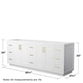 thumbnail image 4 of Wyndham Collection Miranda 84" No Sink Wood Double Bathroom Vanity in White/Gold, 4 of 5
