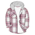 thumbnail image 4 of Cuzibr Girls Winter Coats Stylish Hooded Classic Plaid Shirt Jacket Stylish Long Sleeve Button Down Front Pocket Casual Loose Fit Comfortable Kids Outwear,Pink,10-11 Years, 4 of 5