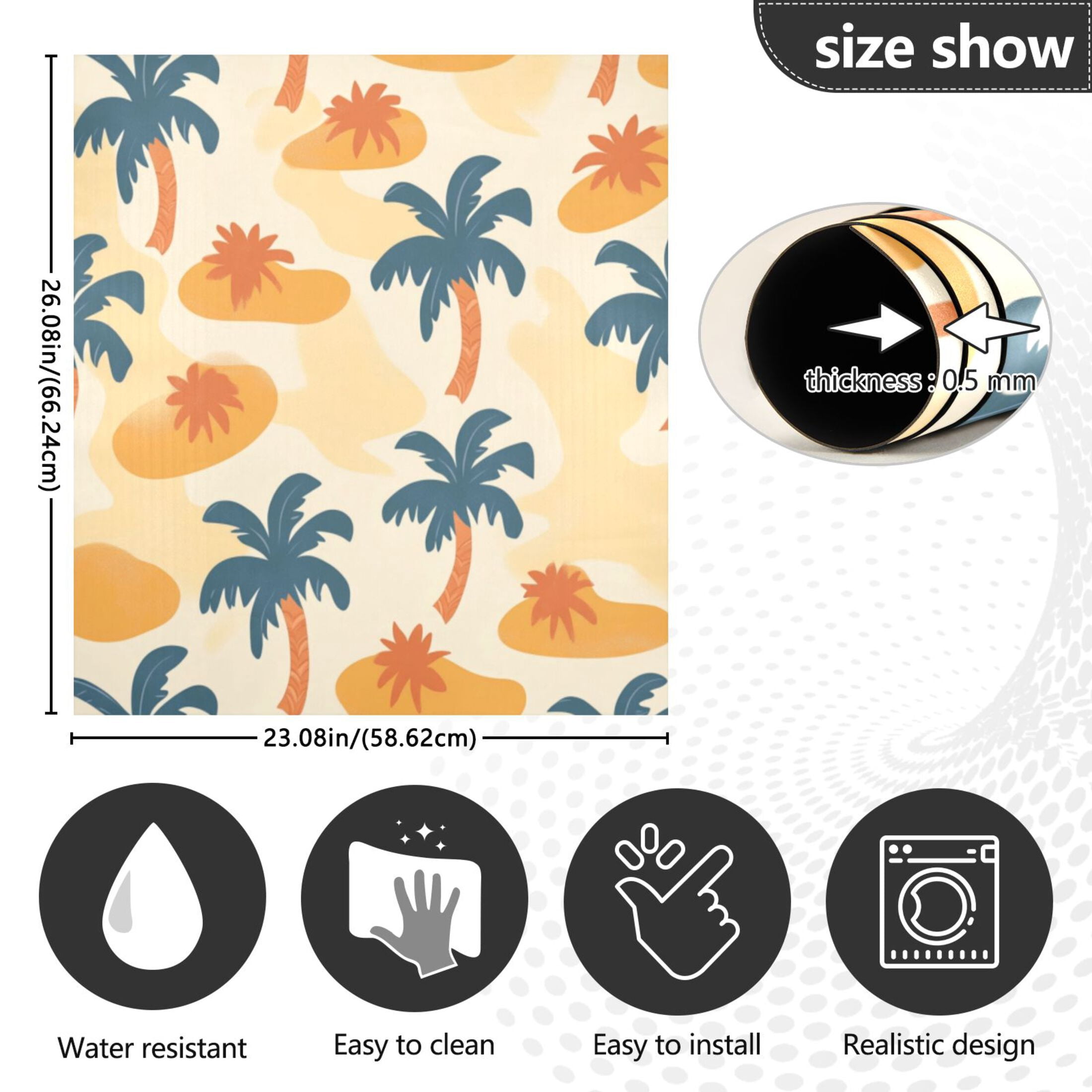 Dishwasher Magnetic Sticker 23x26 Inch Refrigerator Magnetic Sticker Washing Machine Magnetic Sticker Kitchen Panel Magnetic Sticker Home Decor Orange Coconut Tree