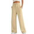 thumbnail image 2 of Fleece Lined Pants Women Wide Leg High Waisted Drawstring Baggy Sweatpants with Pockets Soft Cozy Slacks for Women, 2 of 4
