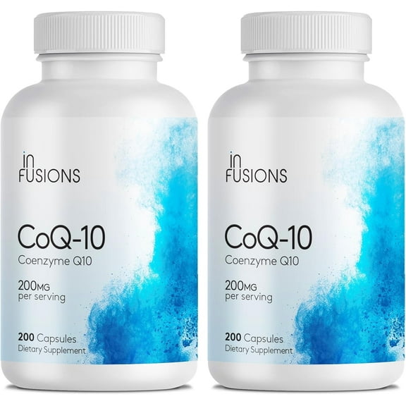 Pure CoQ10 200mg 200 Capsules (Coenzyme Q10) High Absorptions Vegan Gluten Free Non-GMO - Pack of 2
