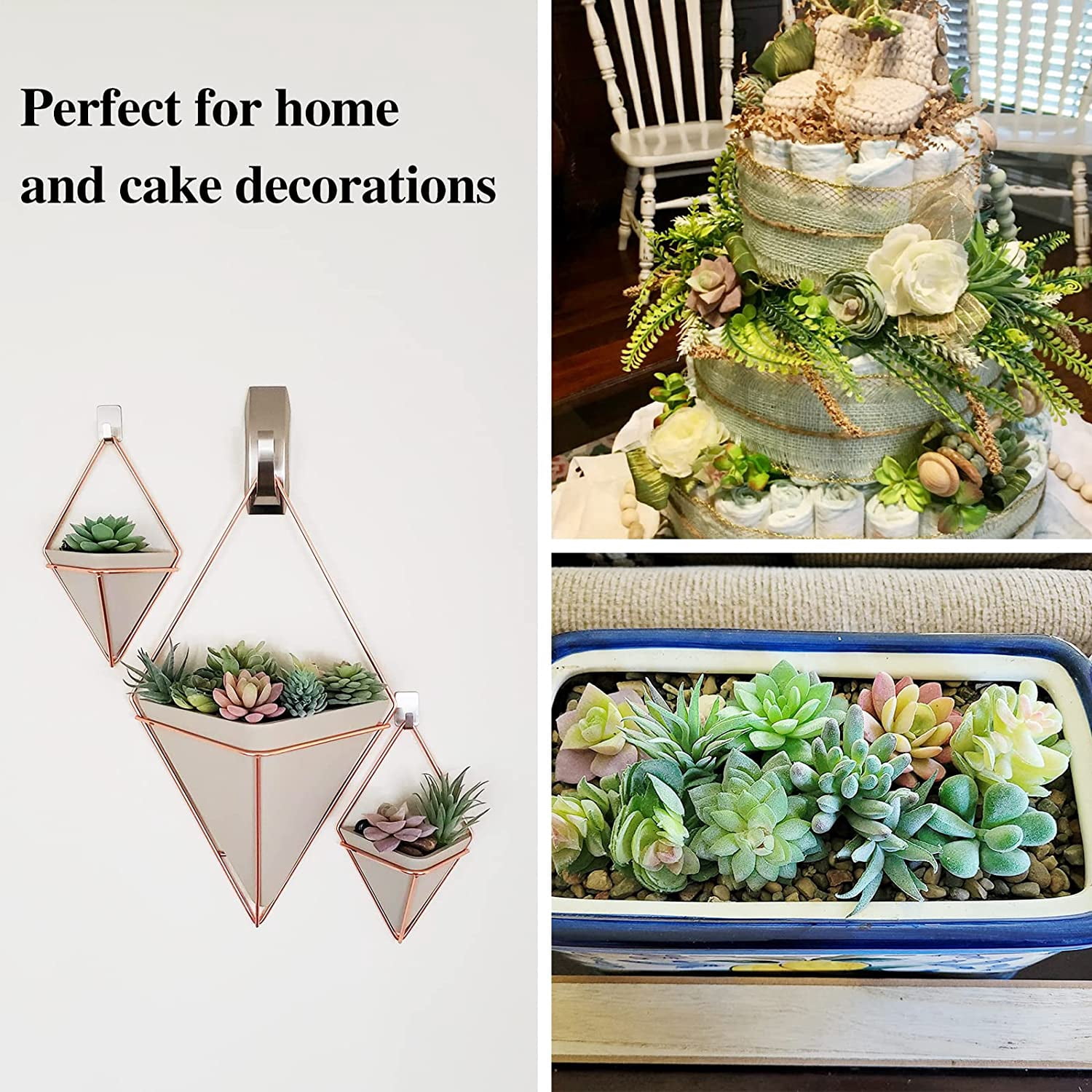 12 Pcs Artificial Succulents Mini Fake Plants Unpotted Faux Succulent for Craft, Small Plastic Assortment in Flocked Green Floral Decor Party, Cake, Garden & Outdoor
