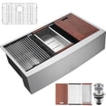 thumbnail image 5 of Farmhouse Kitchen Sink, 304 Stainless Steel Drop-In Sinks, Top Mount Single Bowl Basin with Ledge & Accessories, Household Dishwasher Sinks for Workstation, Prep Kitchen, and Bar Sink, 36 inch, 5 of 6