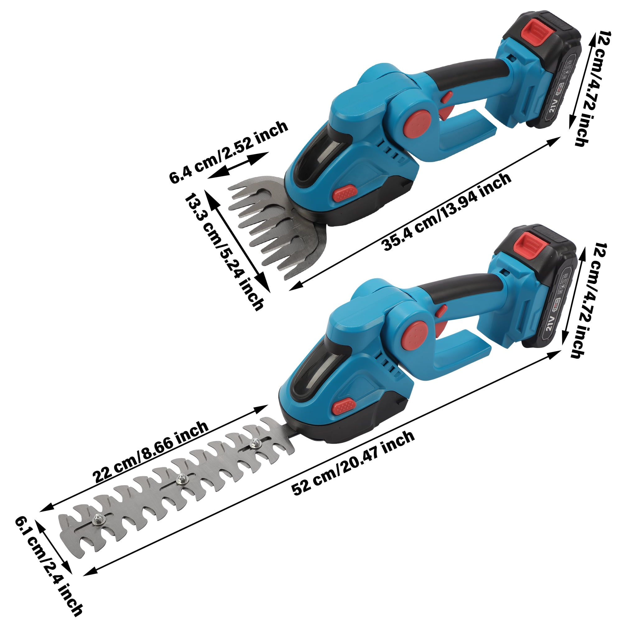 YouLoveIt Hedge Trimmer Cordless & Garden Shears Hedge Clippers Grass Cutter W/ Pruning Scissor 2 in 1 Handheld Hedge Trimmers Rechargeable