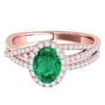thumbnail image 2 of Mauli Jewels Rings for Women 1.15 Carat Diamond And Oval Shape Emerald Ring 4-prong 10k Rose Gold, 2 of 7