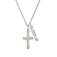 thumbnail image 2 of Delight Jewelry Stainless Steel Joshua 1:9 - Be Strong and Courageous Engraved Cross - Silvertone Believe Faith Prayer Hope Bar Charm Necklace, 23", 2 of 4