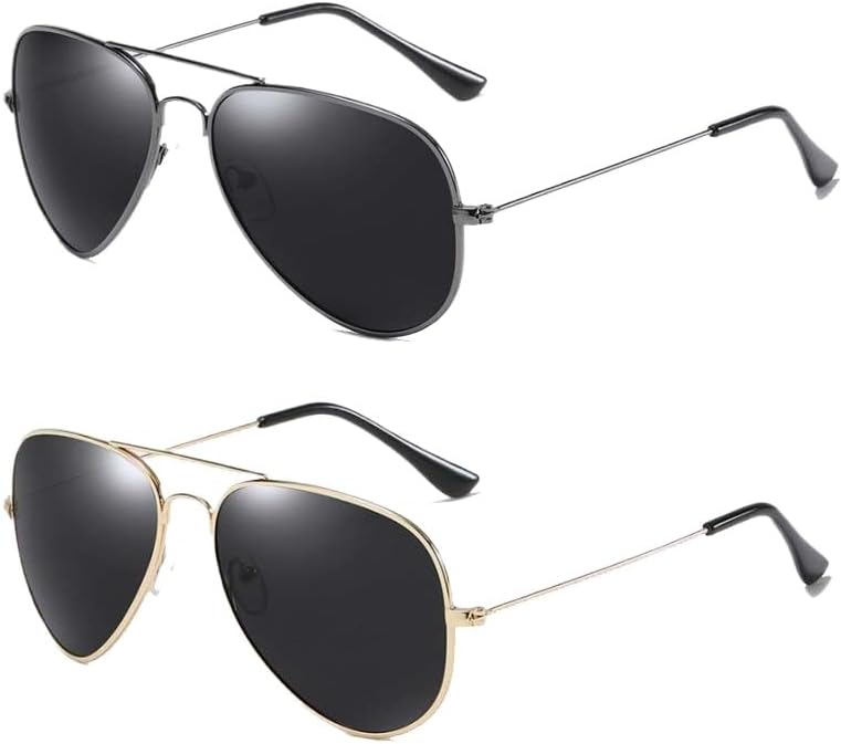 2 pack Classic Aviator Sunglasses for Men Women Driving Sun glasses Polarized Lens UV Blocking-USA