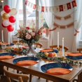 thumbnail image 5 of Navy Blue Burnt Orange Round 15 Inch Placemats Set of 4, Boho Artwork Geometric Modern HeatResistant Non Slip Place Mats for Dining Table, Wipeable Braided Kitchen Table Mats for Housewarming, 5 of 9