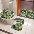 thumbnail image 5 of Tropical Trees Bathroom Rugs Set Watercolor Summer Forest Paintings Non Slip Absorbent Soft Bath Mats 3 Piece Set with Bathroom Rug, U-Shaped Floor Mat, Toilet Seat Cover Large Size, 5 of 9