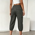 thumbnail image 4 of Hurxie Cargo Capri Pants for Women High Waisted Elastic Knit Waist Casual Capris Trousers Cropped Pants Dark Gray,M, 4 of 8