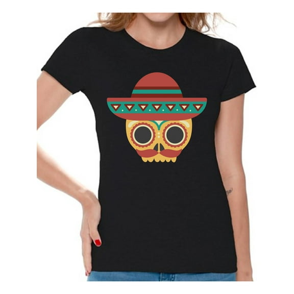 Awkward Styles Skull T-Shirt Sombrero Mask Shirts for Women