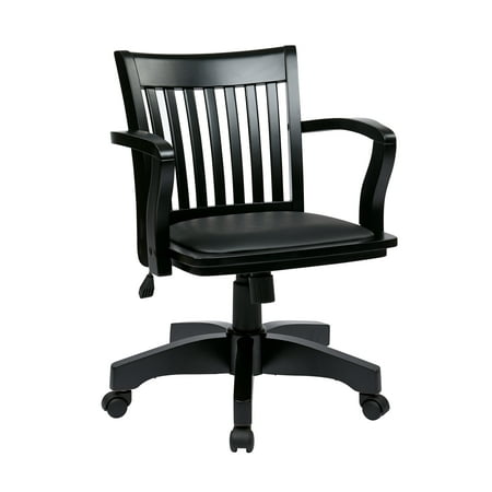 Office Star Products Deluxe Wood Banker's Chair with Arms and Padded Seat - Walmart.com