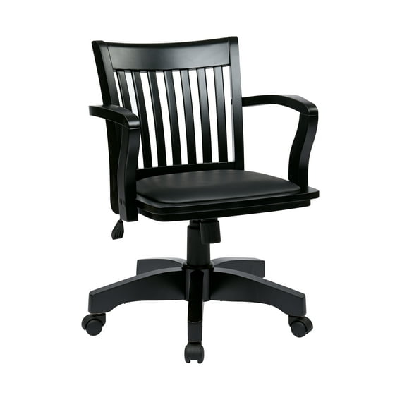 Office Star Products Deluxe Wood Banker's Chair with Arms ...