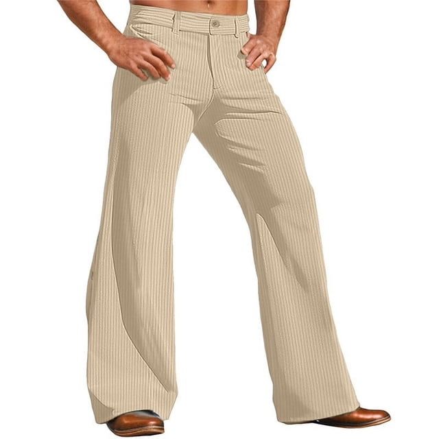Pantalones largos para hombre, pantalones casuales de pana de color liso, pantalones de traje ligeramente acampanados, pantalones largos, pantalones de hombre