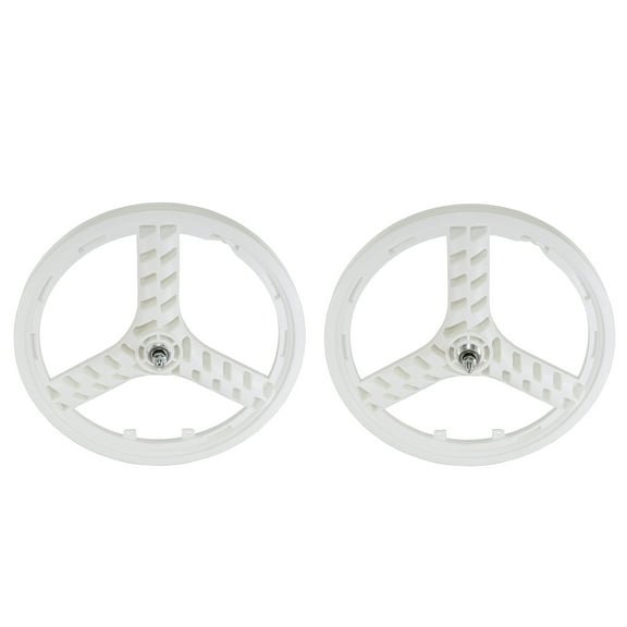 Bike 20 Plastic 3-Spoke Front Wheel & Rear Free wheel 3/8 Axle White.