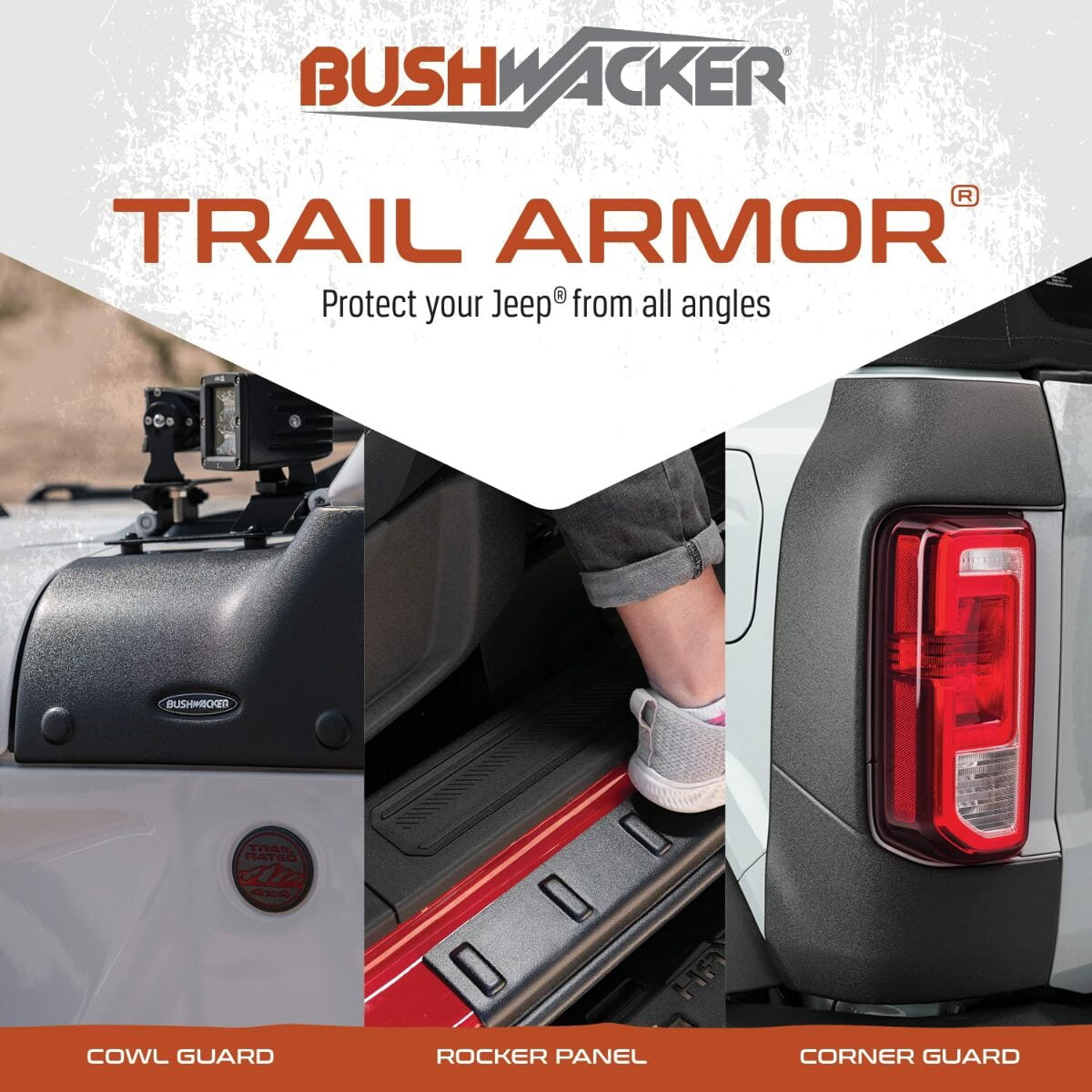 Bushwacker 14093 Trail Armor Hood Stone Guard Black Textured Finish, 1-Piece for 2018-2021 Jeep Wrangler JL, 2 and 4-Door
