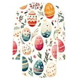 thumbnail image 5 of Cavosen Happy Easter Womens Dressy Tops 3/4 Length Sleeves Summer Plus Size Eggs Floral Print Pullover Blouse Round Neck Festival Shirts Vacation Holiday Tee Shirts Casual 3XL, 5 of 5
