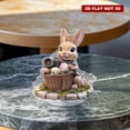 thumbnail image 5 of Rotating acrylic display showcasing a realistic bunny in a flowery Easter basket holding a camera on a cobblestone platform with intricate details, 5 of 8