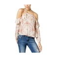 thumbnail image 1 of American Rag Blusa de punto con volantes para mujer, color blanco roto, pequeña, 1 of 1
