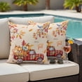 thumbnail image 4 of Fall Pumpkins Outdoor Waterproof Pillow Covers, Thannksgiving Truck Retro Leaves Rustic Decorative Square Throw Pillowcase Sofa Cushion Sham for Patio/Couch/Chair, 20"x20" 2 Pack, 4 of 8